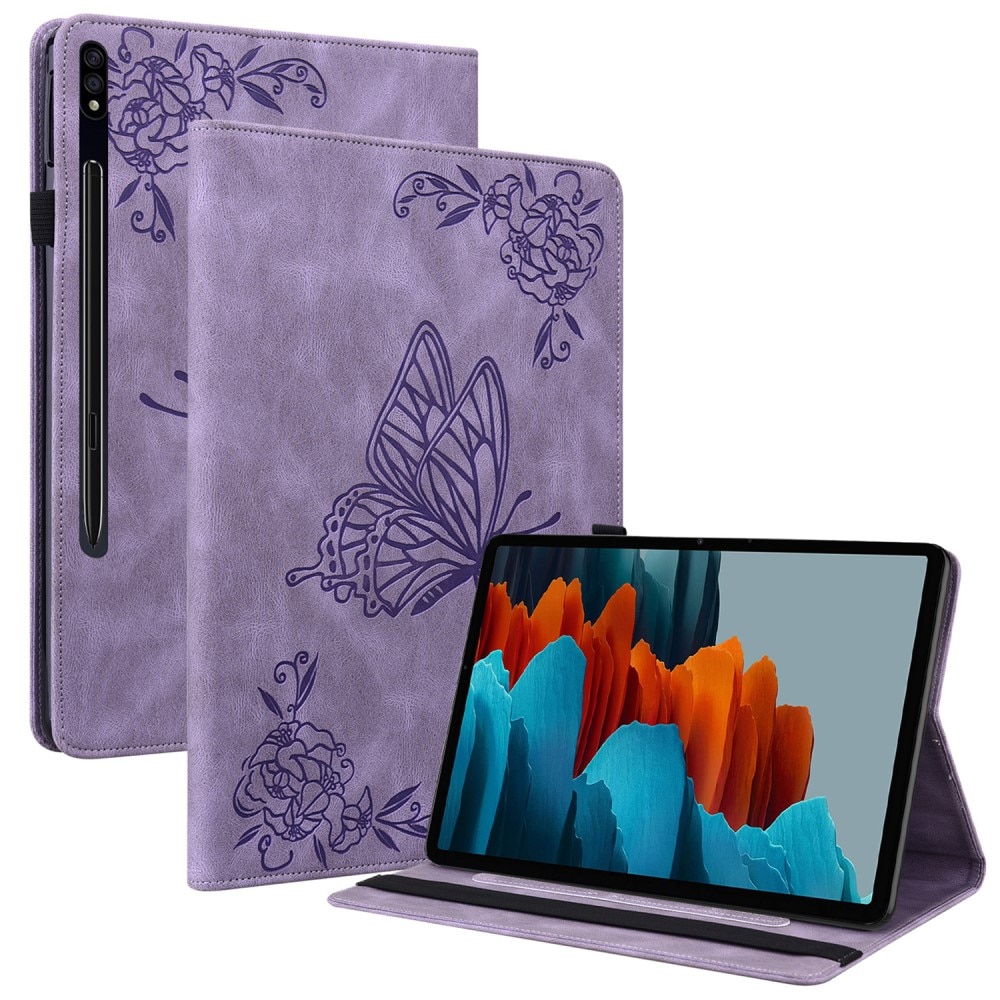 Custodia in pelle con farfalla Samsung Galaxy Tab S9 FE viola