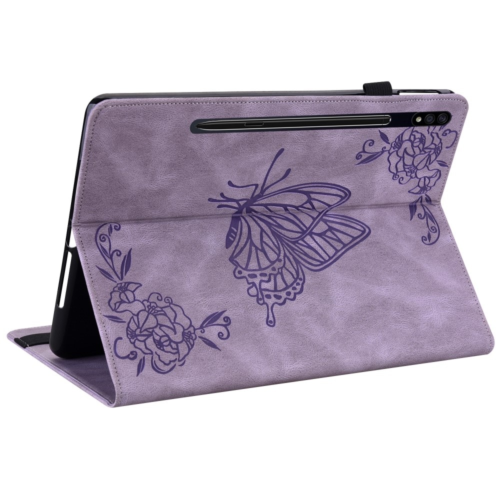 Custodia in pelle con farfalla Samsung Galaxy Tab S9 viola