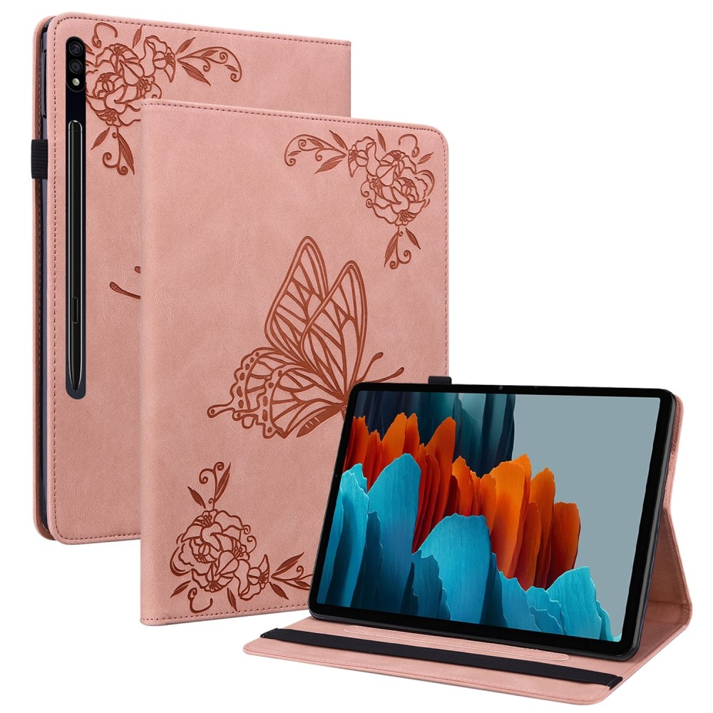 Custodia in pelle con farfalla Samsung Galaxy Tab S9 rosa