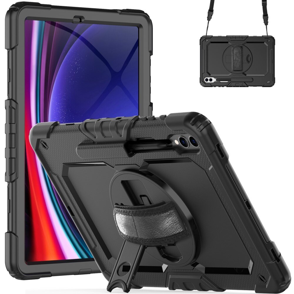 Full Protection Custodia ibrida antiurto con tracolla Samsung Galaxy Tab S9 Plus nero