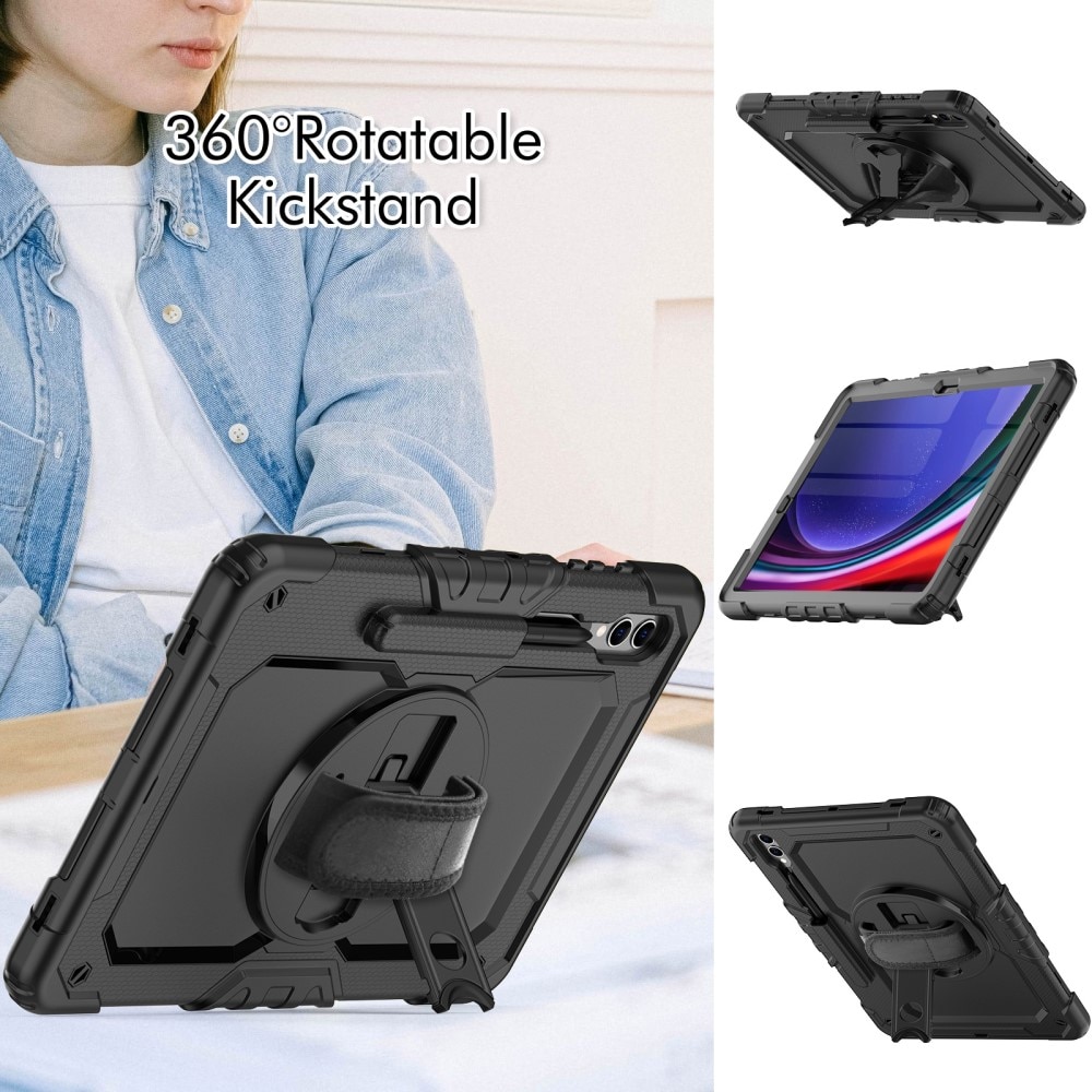 Full Protection Custodia ibrida antiurto con tracolla Samsung Galaxy Tab S9 Plus nero