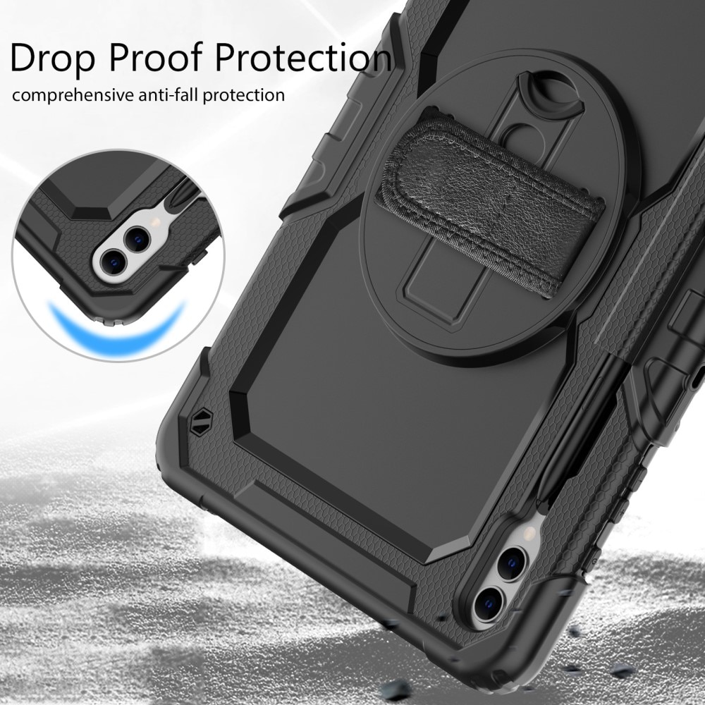 Full Protection Custodia ibrida antiurto con tracolla Samsung Galaxy Tab S9 Plus nero