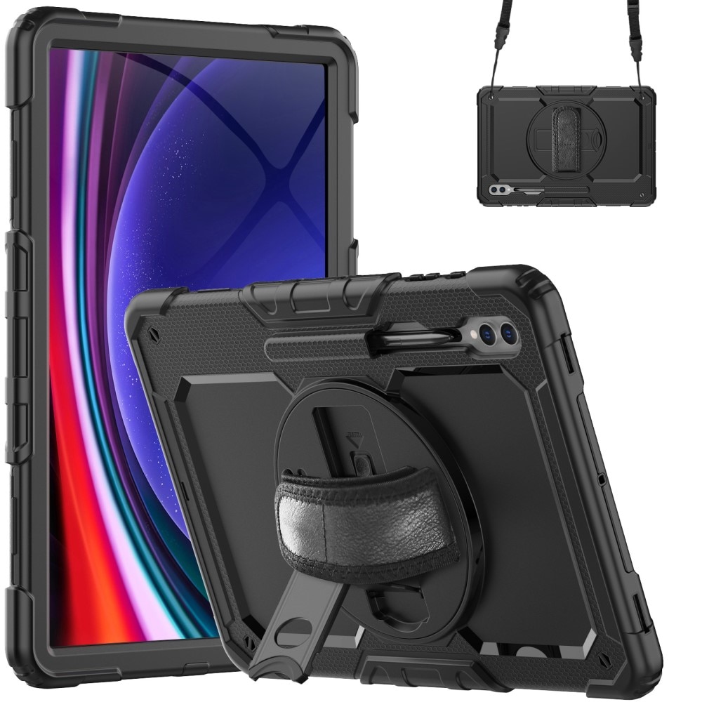 Full Protection Custodia ibrida antiurto con tracolla Samsung Galaxy Tab S9 Ultra nero