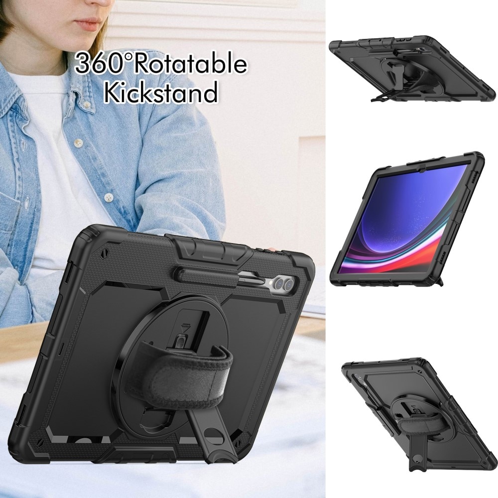 Full Protection Custodia ibrida antiurto con tracolla Samsung Galaxy Tab S9 Ultra nero