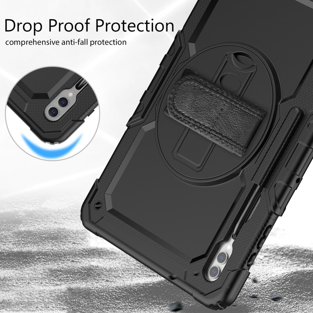 Full Protection Custodia ibrida antiurto con tracolla Samsung Galaxy Tab S9 Ultra nero