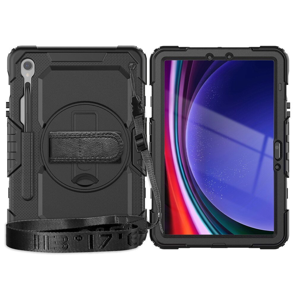 Full Protection Custodia ibrida antiurto con tracolla Samsung Galaxy Tab S9 nero