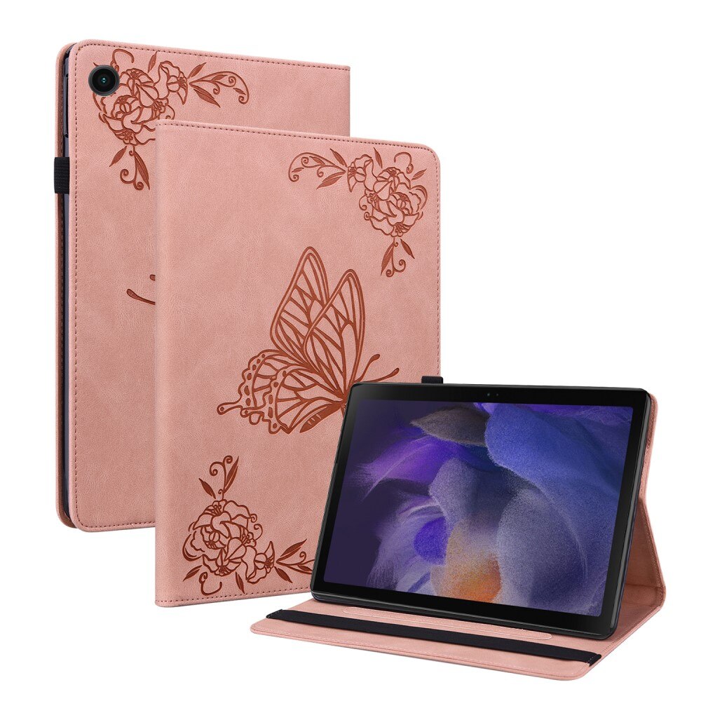 Custodia in pelle con farfalla Samsung Galaxy Tab A9 Plus rosa