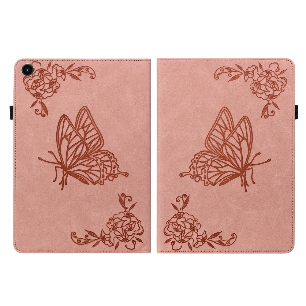 Custodia in pelle con farfalla Samsung Galaxy Tab A9 Plus rosa