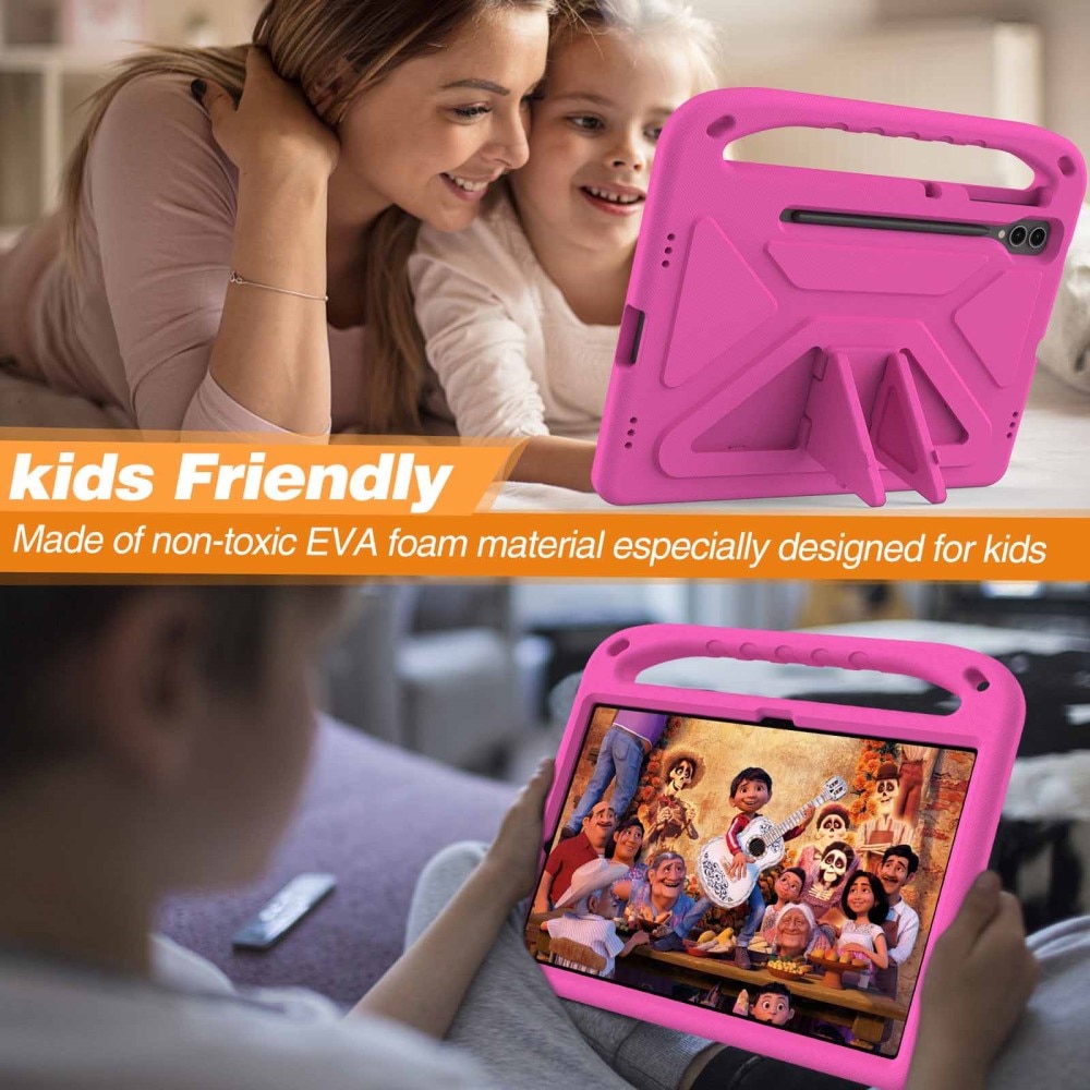 Custodia EVA con maniglia per bambini per Samsung Galaxy Tab S8 Plus rosa