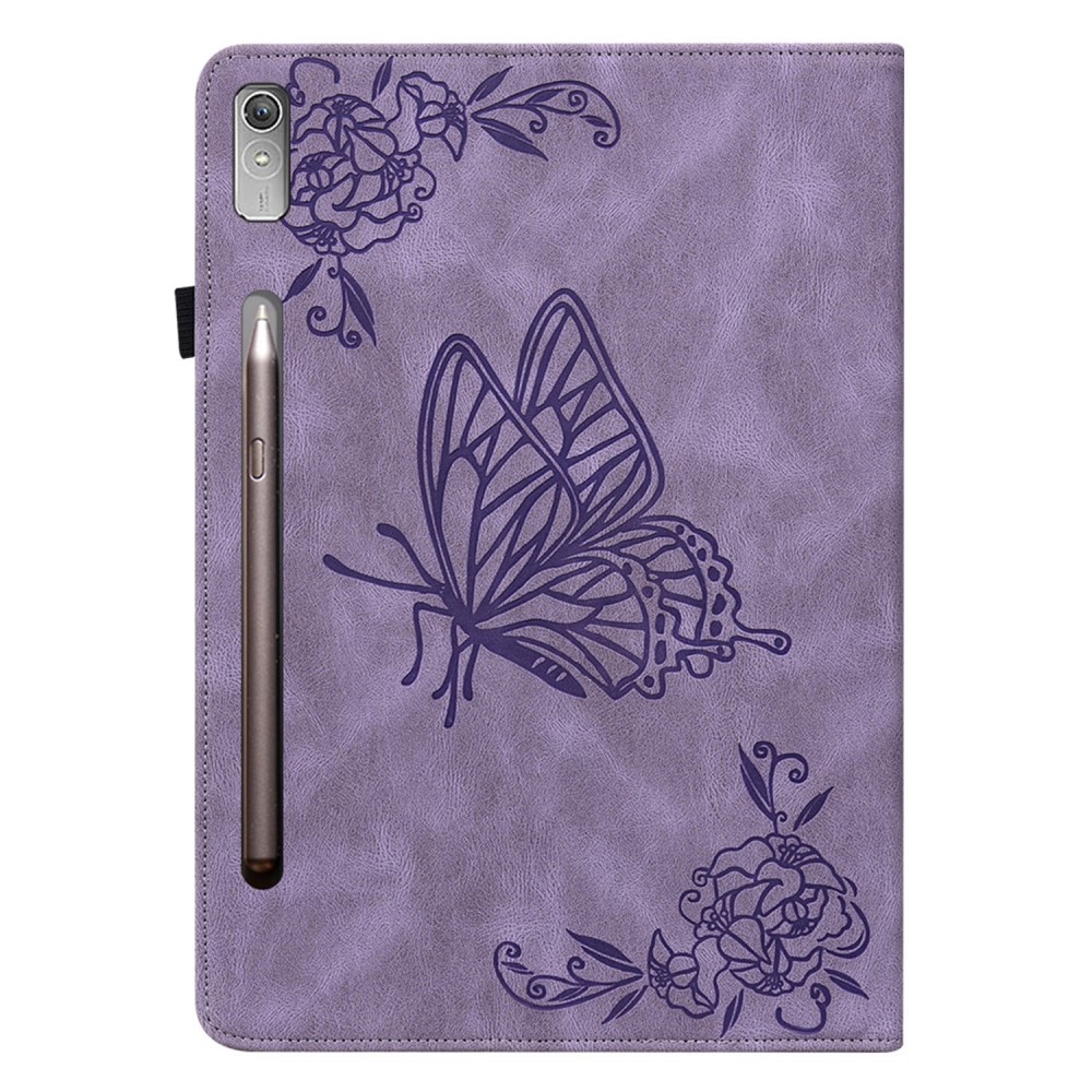 Custodia in pelle con farfalla Lenovo Tab P12 viola