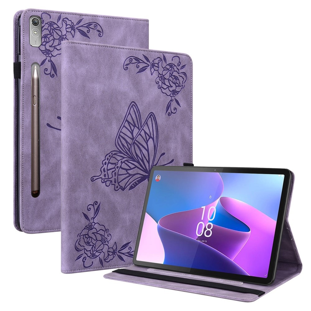 Custodia in pelle con farfalla Lenovo Tab P12 viola