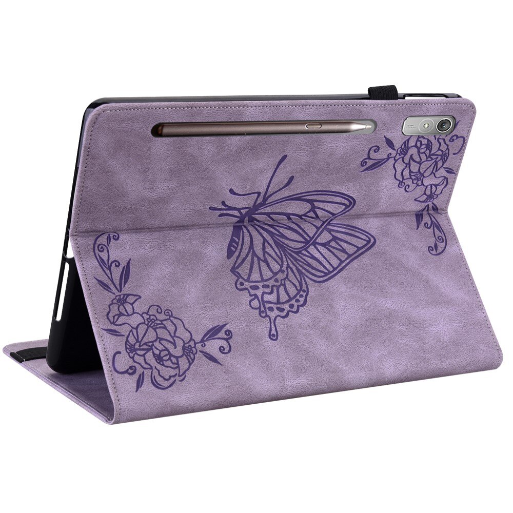 Custodia in pelle con farfalla Lenovo Tab P12 viola