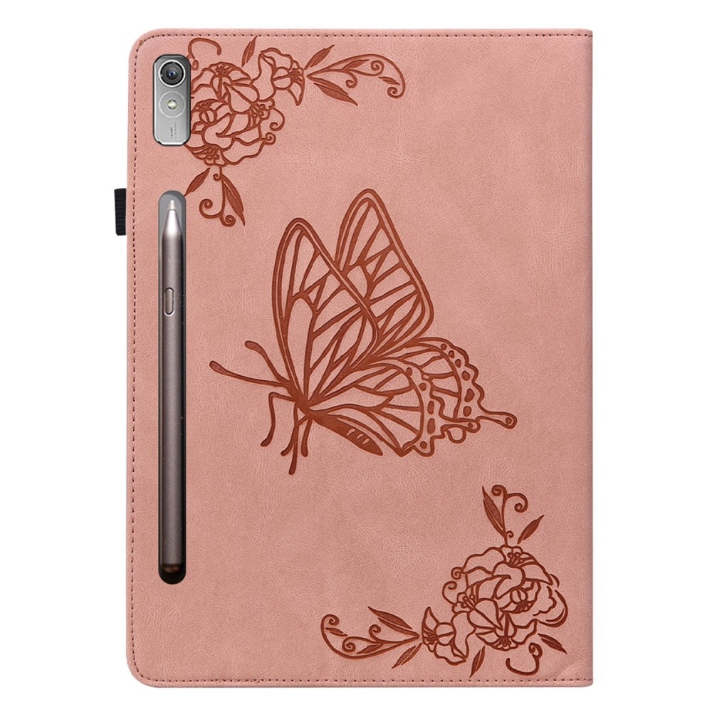 Custodia in pelle con farfalla Lenovo Tab P12 rosa