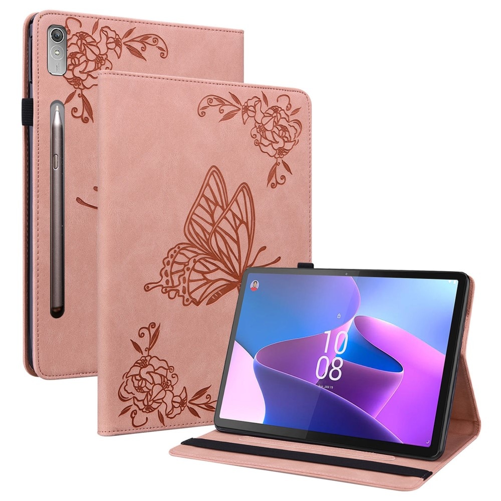 Custodia in pelle con farfalla Lenovo Tab P12 rosa