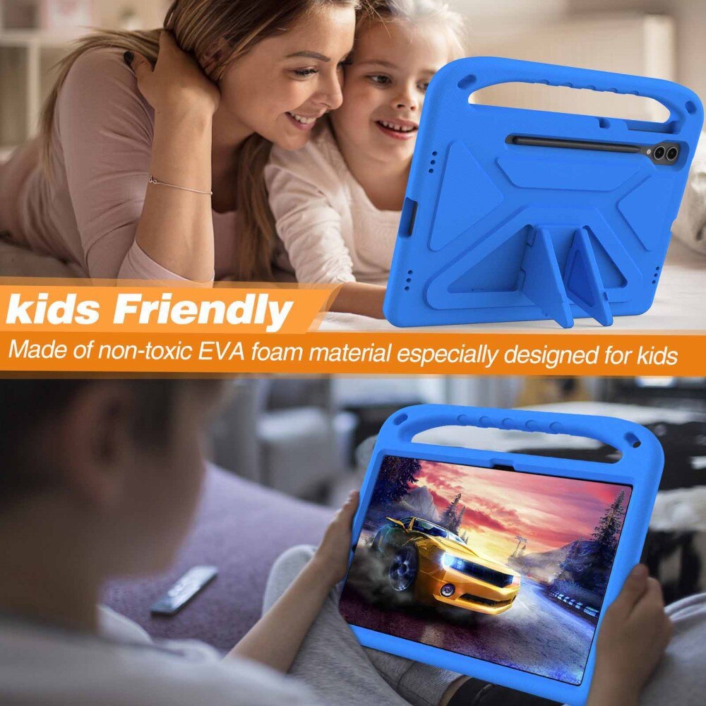 Custodia EVA con maniglia per bambini per Samsung Galaxy Tab S9 FE Plus blu
