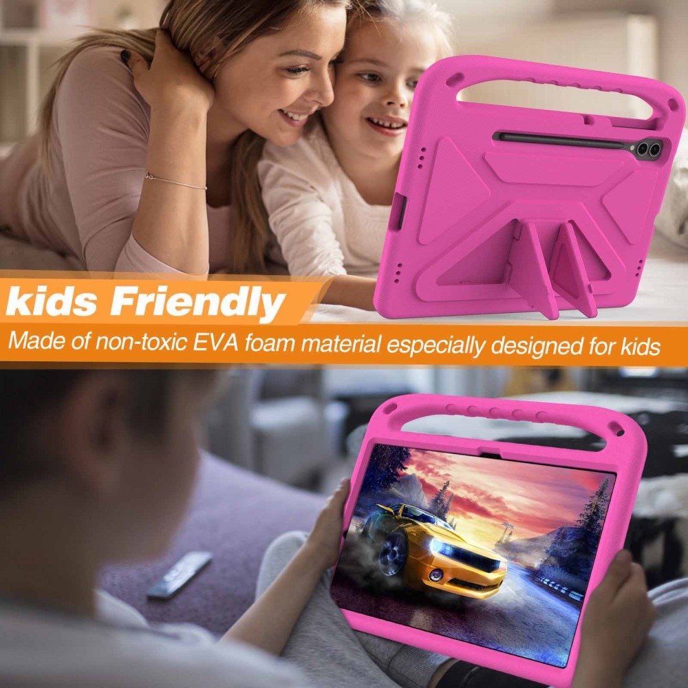Custodia EVA con maniglia per bambini per Samsung Galaxy Tab S9 FE Plus rosa
