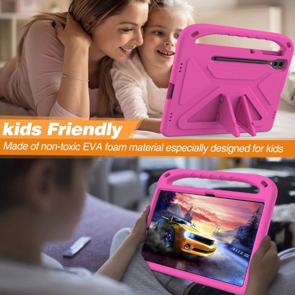 Custodia EVA con maniglia per bambini per Samsung Galaxy Tab S9 FE Plus rosa