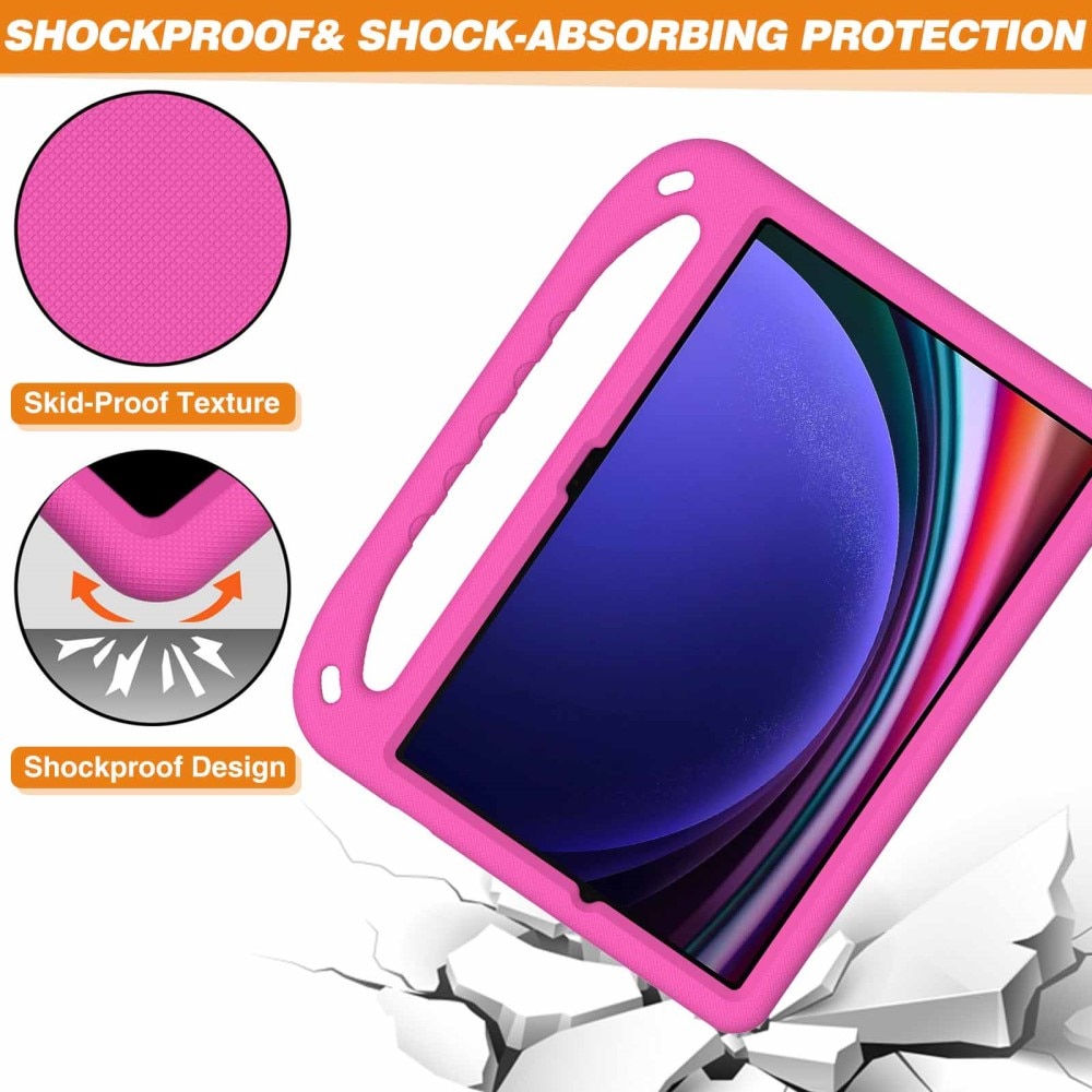 Custodia EVA con maniglia per bambini per Samsung Galaxy Tab S9 FE Plus Rosa