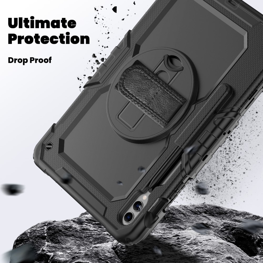 Full Protection Custodia ibrida antiurto con tracolla Samsung Galaxy Tab S9 FE Plus nero