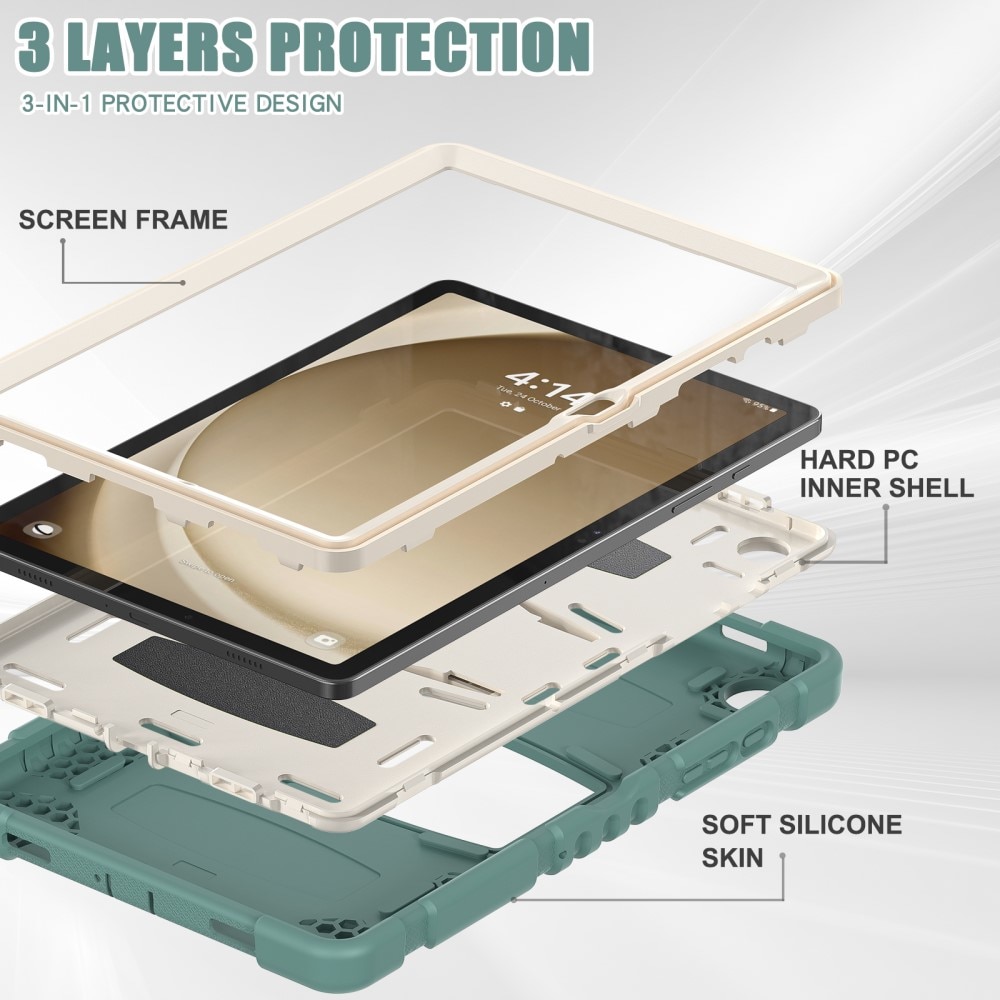Custodia ibrida antiurto con supporto Samsung Galaxy Tab A9 Plus verde