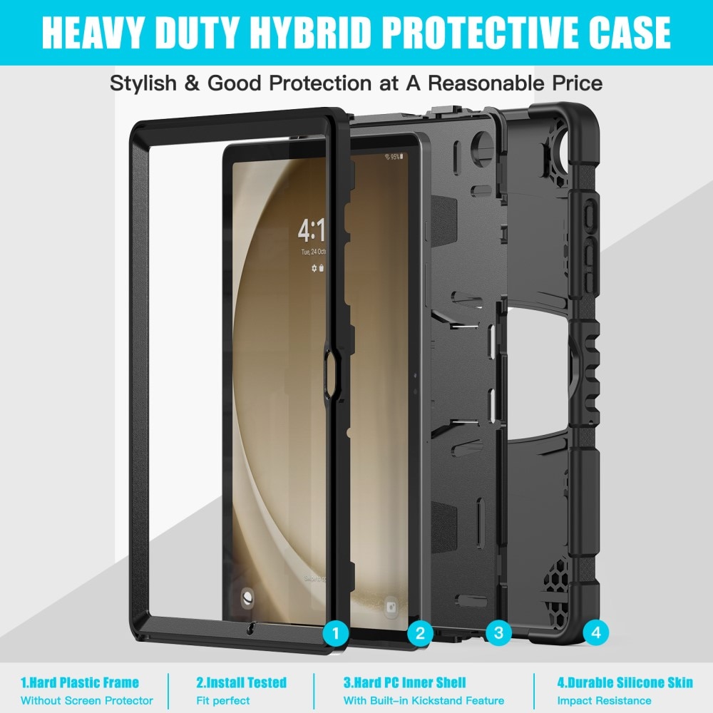 Custodia ibrida antiurto con supporto Samsung Galaxy Tab A9 Plus nero