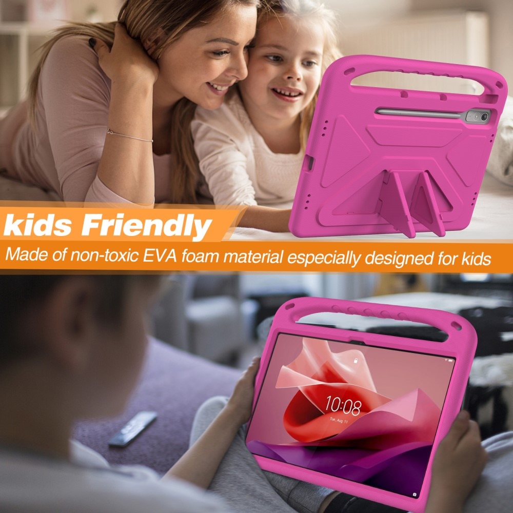 Custodia EVA con maniglia per bambini per Lenovo Tab P12 rosa