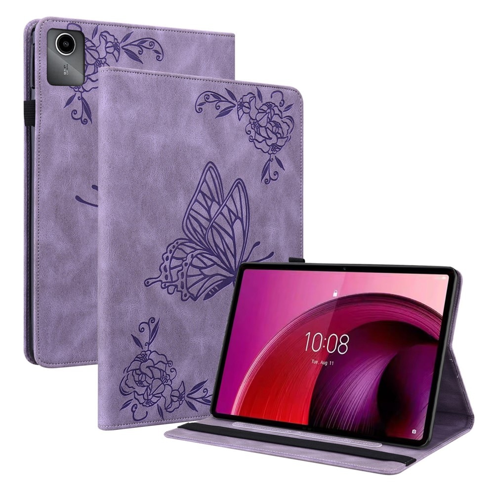 Custodia in pelle con farfalla Lenovo Tab M11 viola