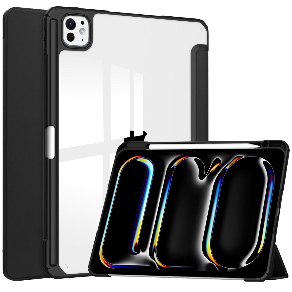 Cover Tri-Fold con portapenne Apple iPad Pro 11 5th Gen (2024) Nero/trasparente