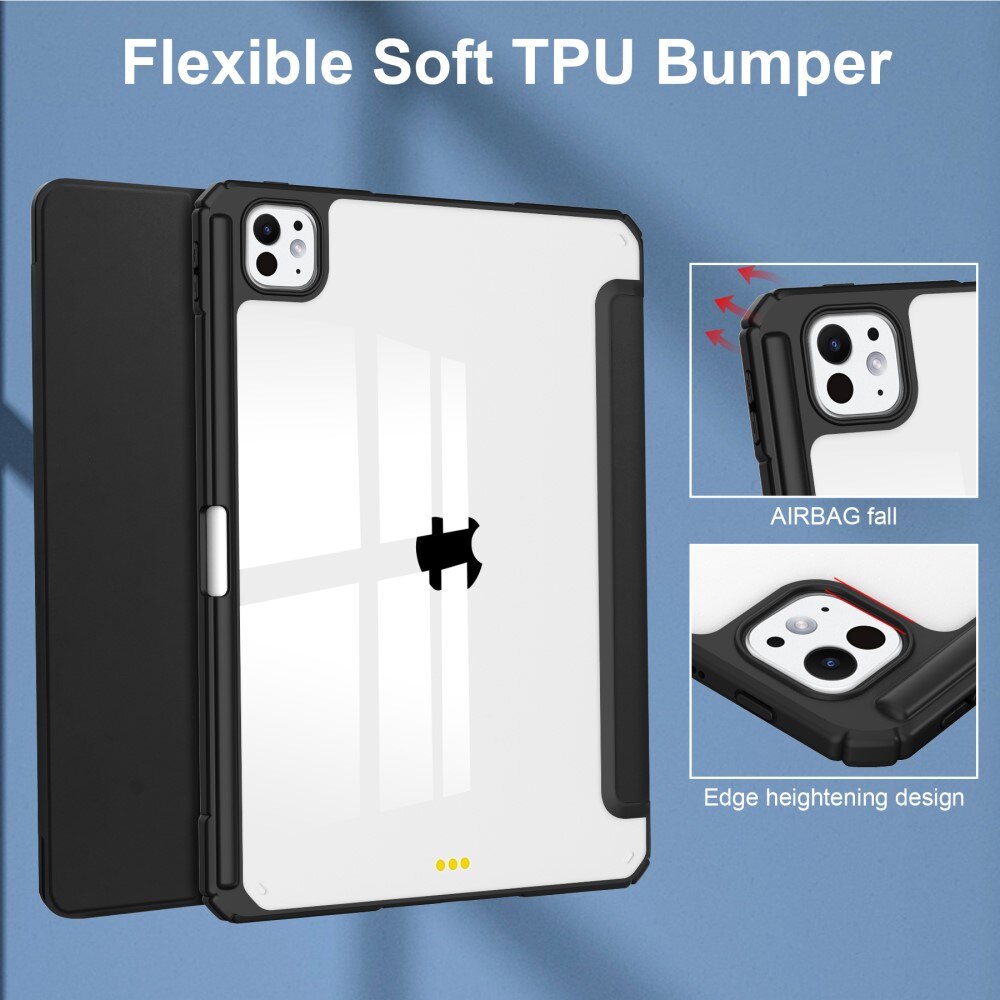 Cover Tri-Fold con portapenne Apple iPad Pro 11 5th Gen (2024) Nero/trasparente