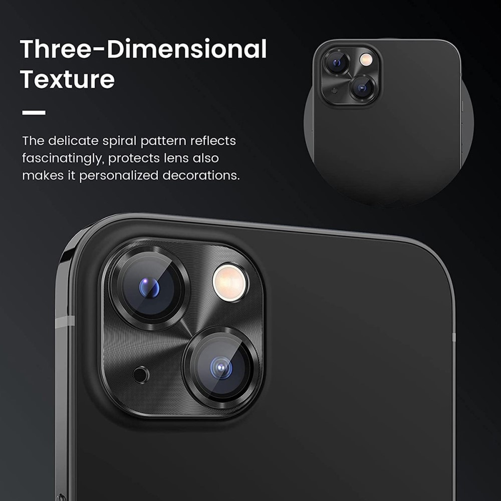 Protezioni per fotocamere Vetro Temperato Alluminio iPhone 14 nero
