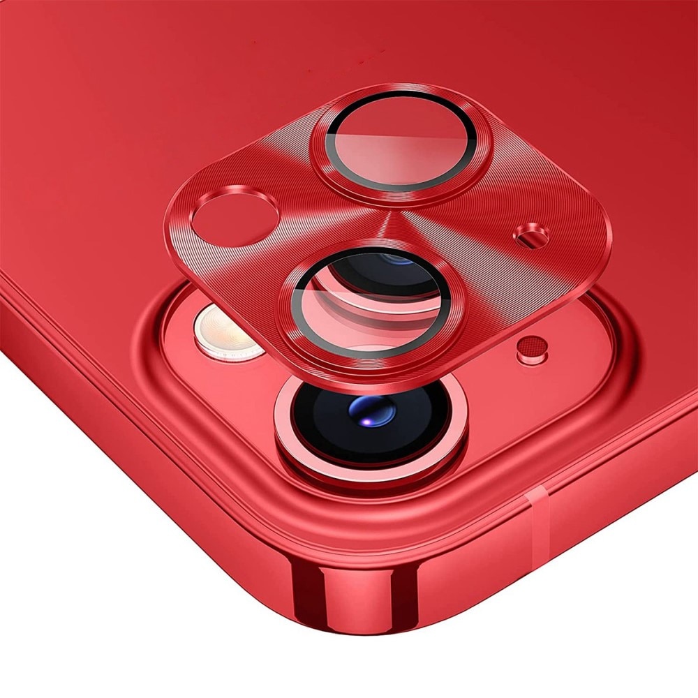 Protezioni per fotocamere Vetro Temperato Alluminio iPhone 14 rosso