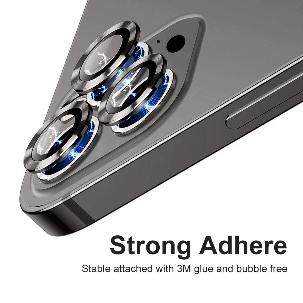 Proteggilente in vetro temperato alluminio iPhone 14 Pro nero