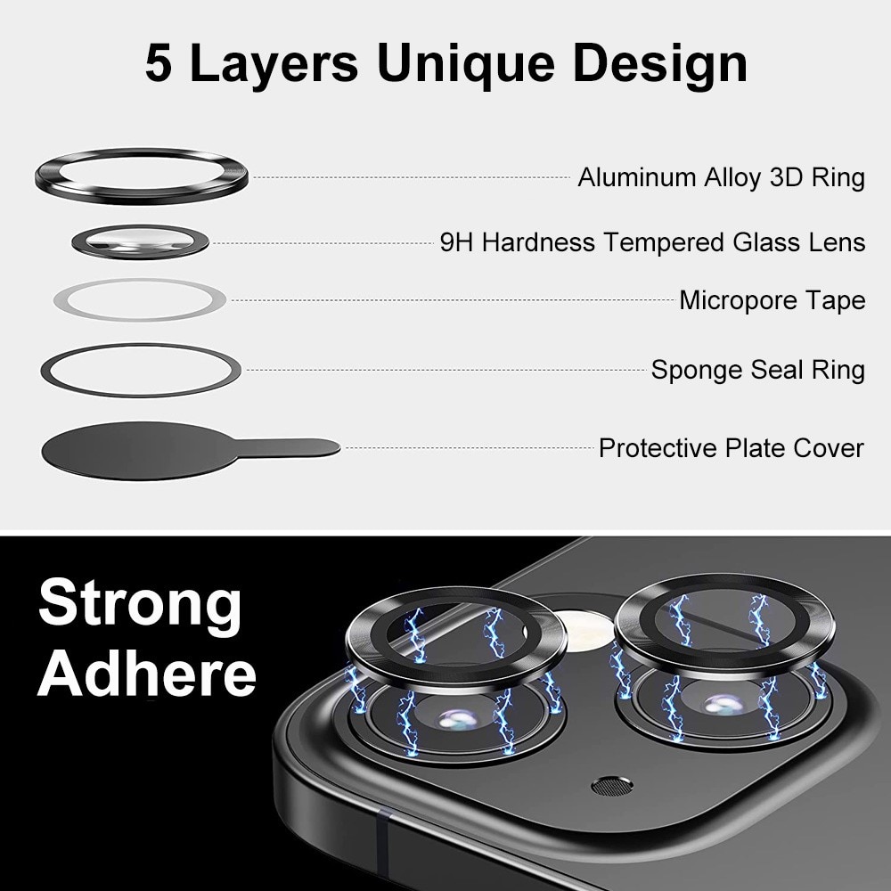 Proteggilente in vetro temperato alluminio iPhone 14 Plus d'argento