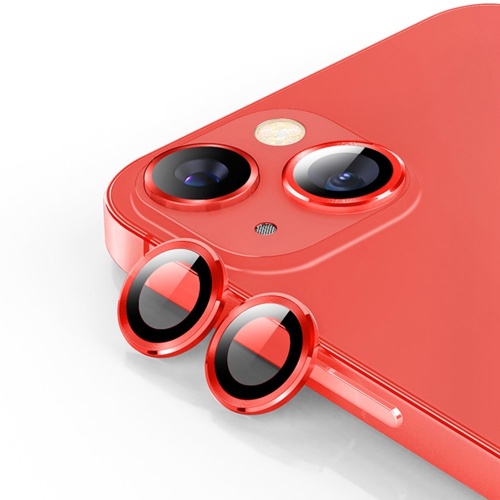 Proteggilente in vetro temperato alluminio iPhone 14 Plus rosso