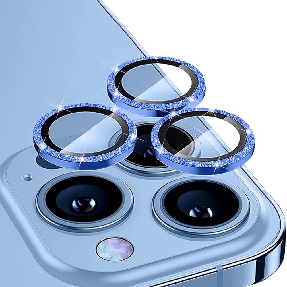 Proteggilente vetro temperato luccichio alluminio iPhone 14 Pro/14 Pro Max Blu