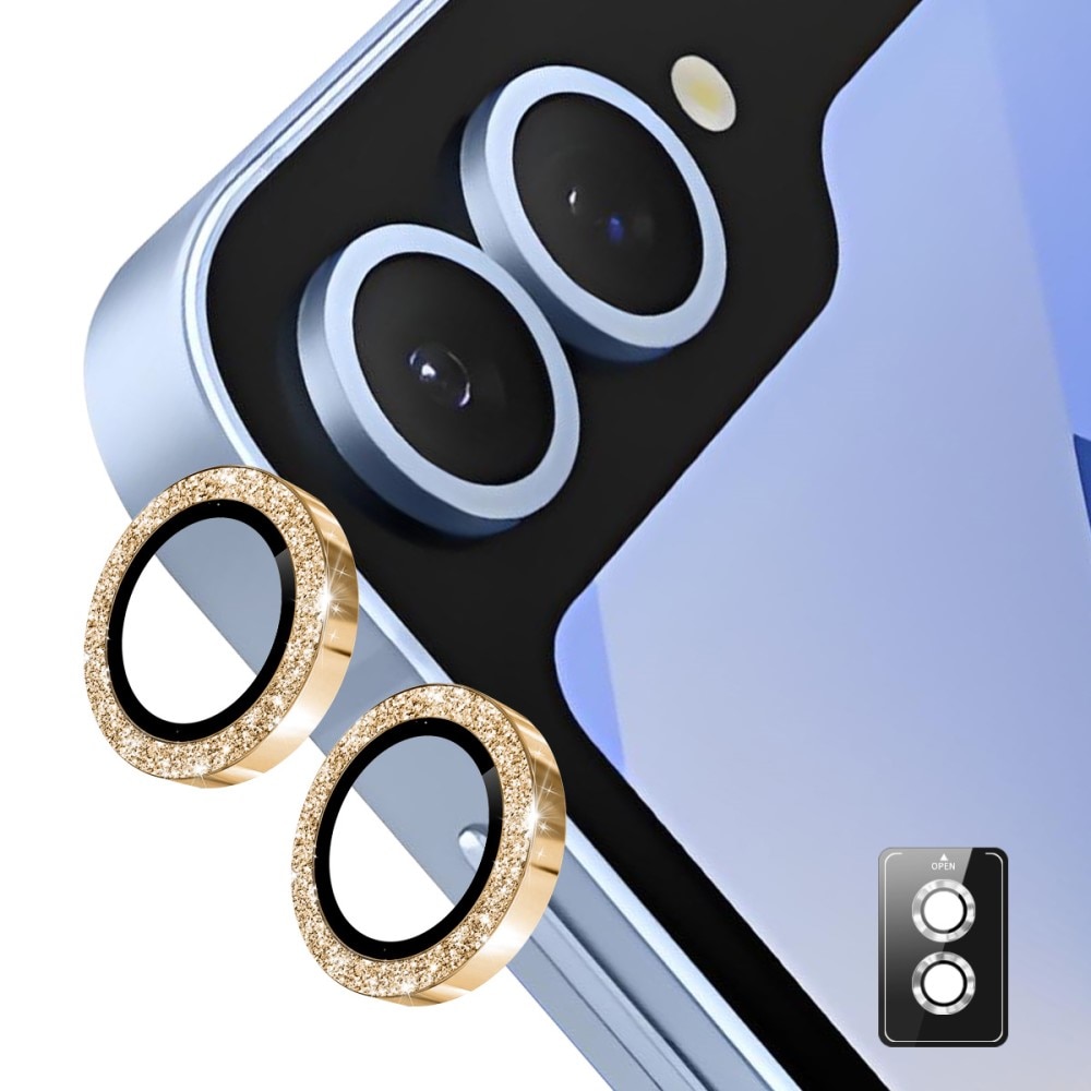 Proteggilente vetro temperato luccichio alluminio Samsung Galaxy Z Flip 7 Oro