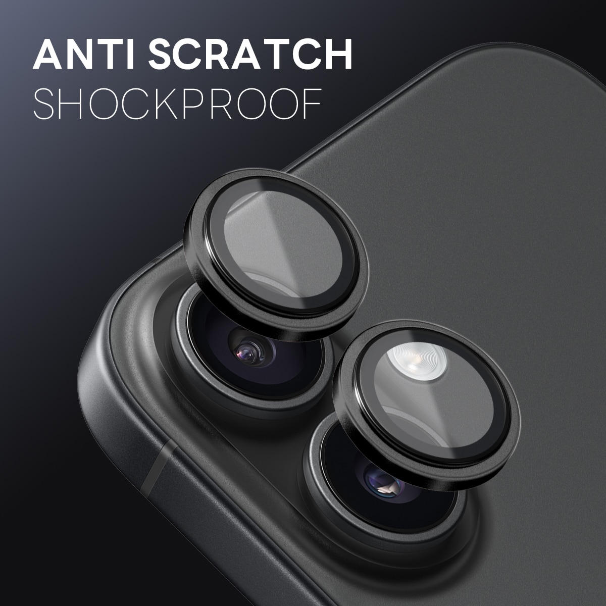Proteggilente in vetro temperato alluminio iPhone 17 Nero
