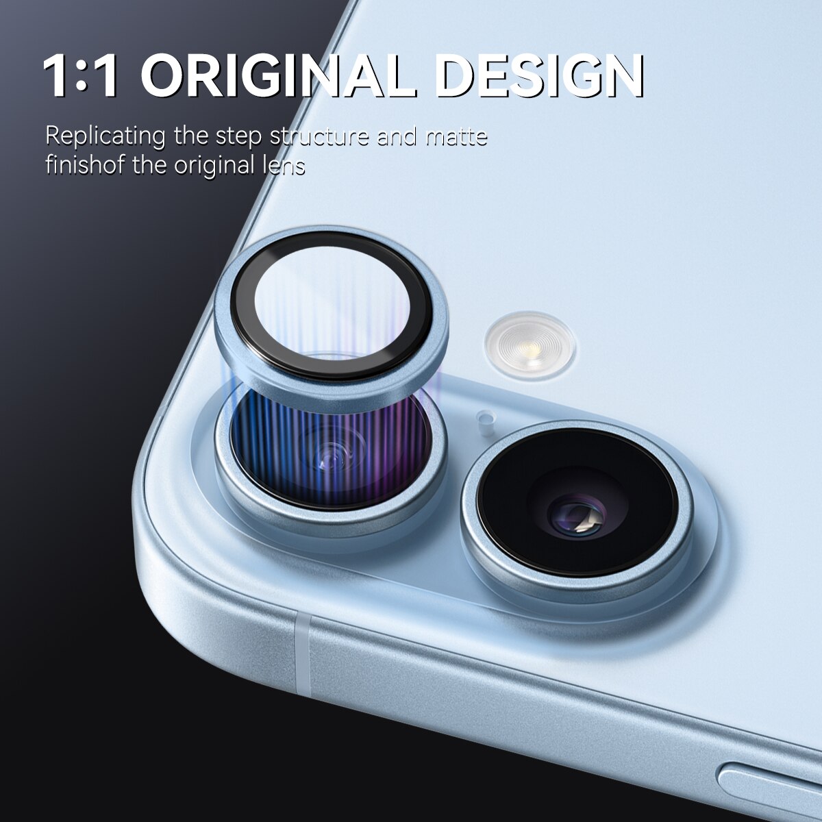 Proteggilente in vetro temperato alluminio iPhone 17 Blu