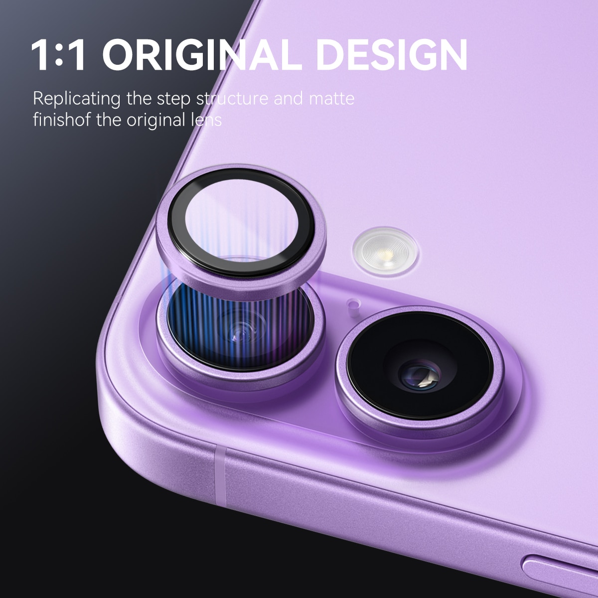 Proteggilente in vetro temperato alluminio iPhone 17 Viola