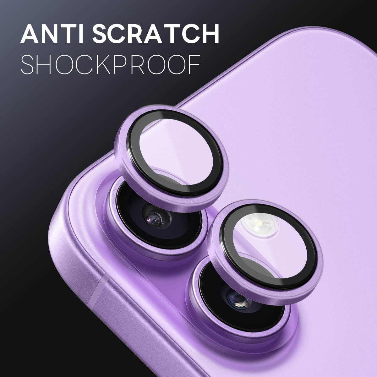 Proteggilente in vetro temperato alluminio iPhone 17 Viola