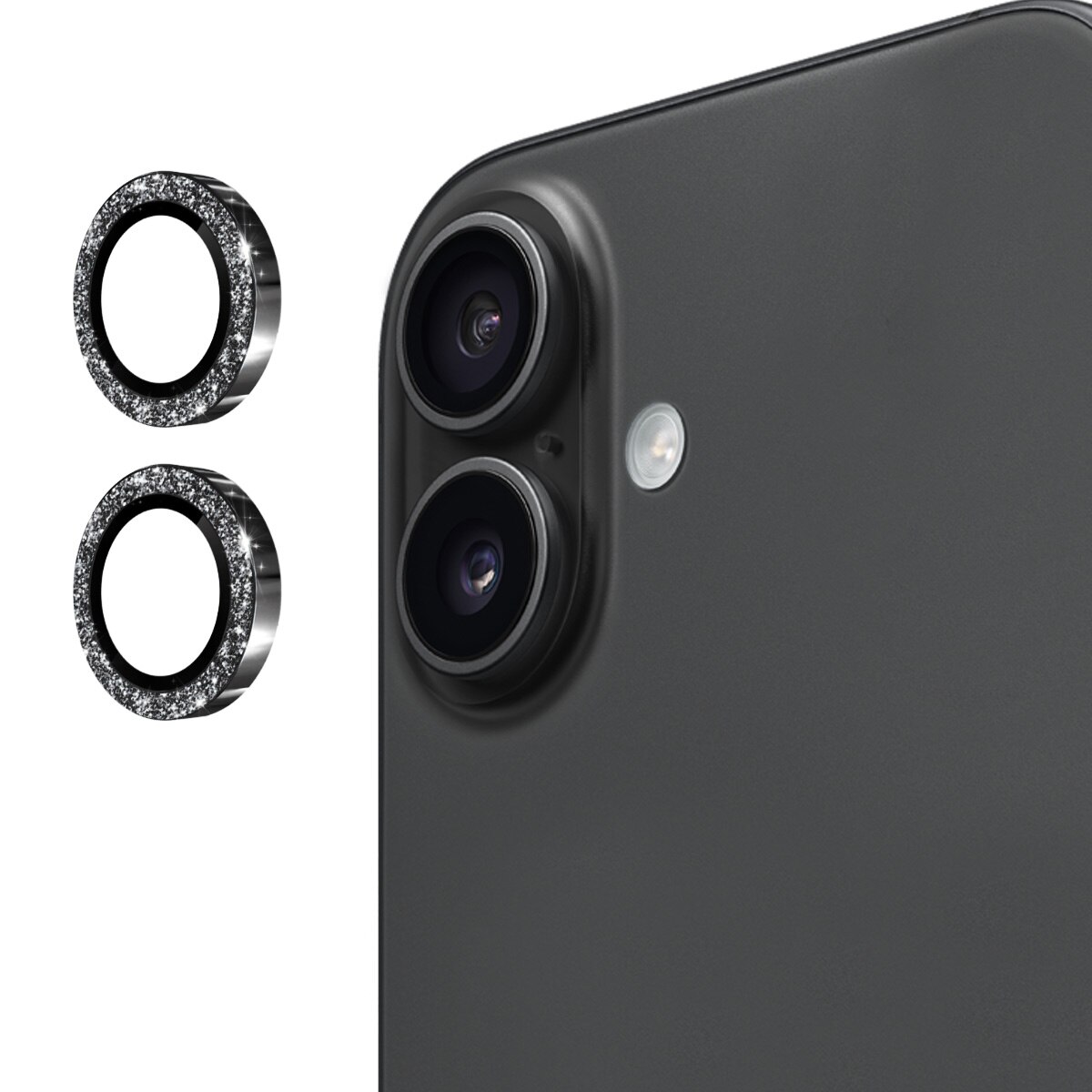 Proteggilente vetro temperato luccichio alluminio iPhone 17 nero