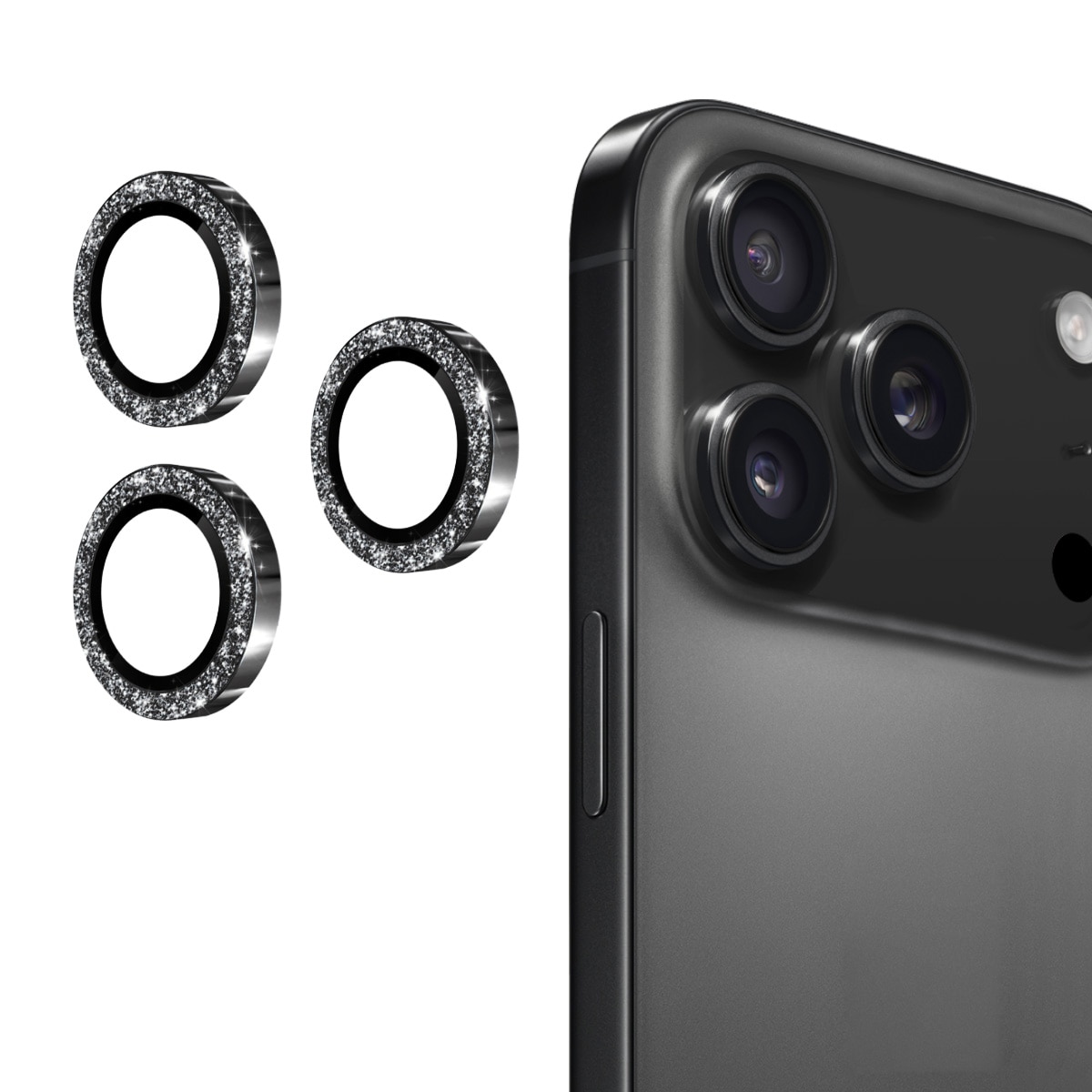 Proteggilente vetro temperato luccichio alluminio iPhone 17 Pro Max Nero