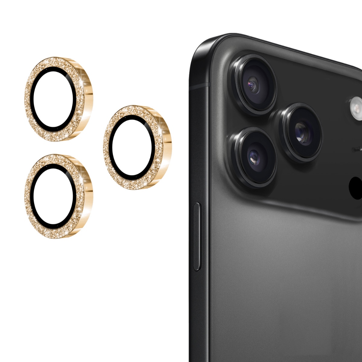 Proteggilente vetro temperato luccichio alluminio iPhone 17 Pro Max Oro