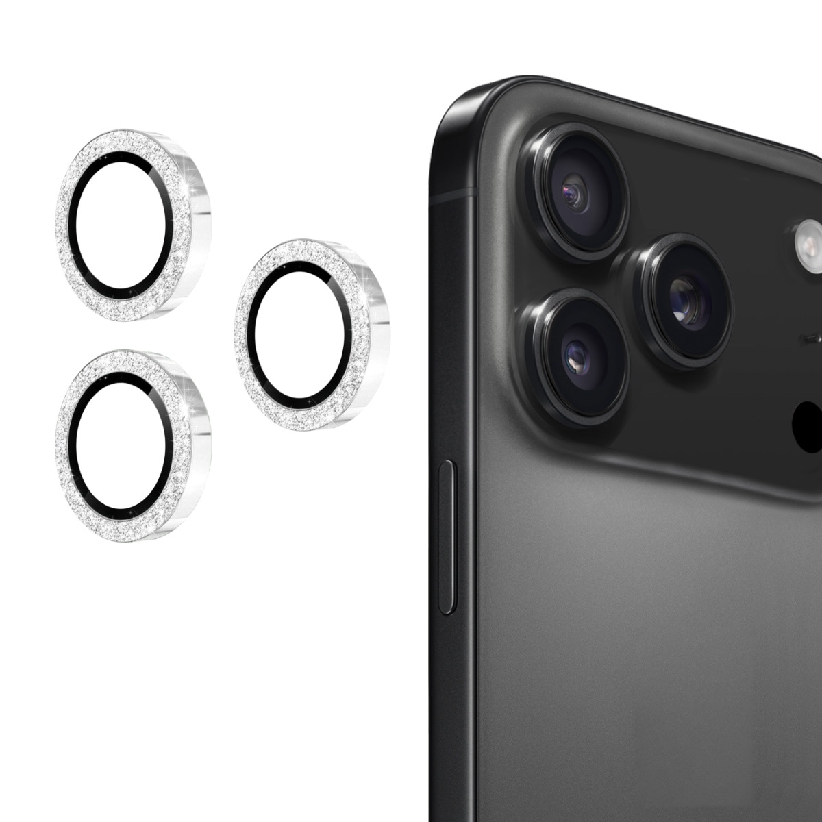 Proteggilente vetro temperato luccichio alluminio iPhone 17 Pro Max Argento