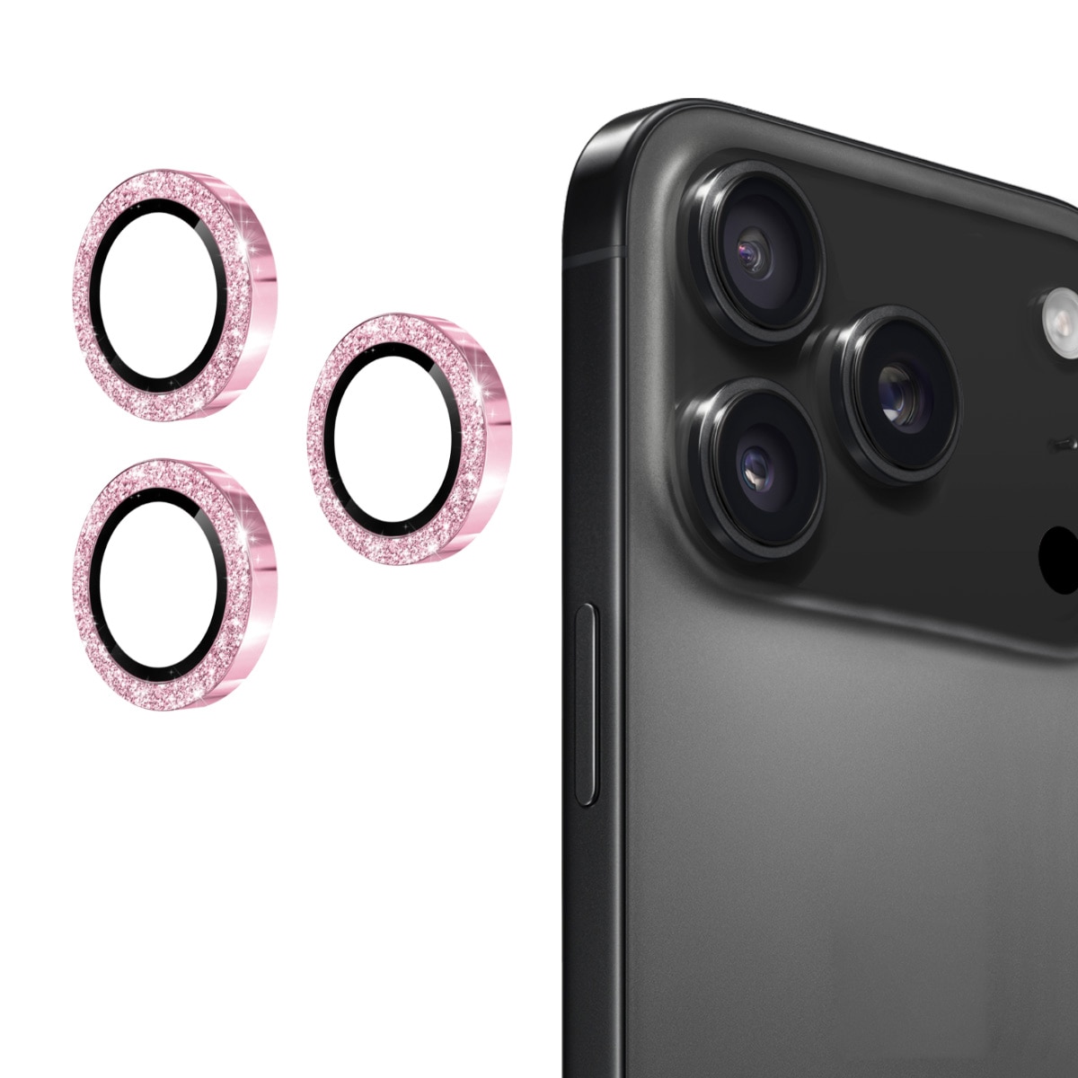 Proteggilente vetro temperato luccichio alluminio iPhone 17 Pro Max Rosa