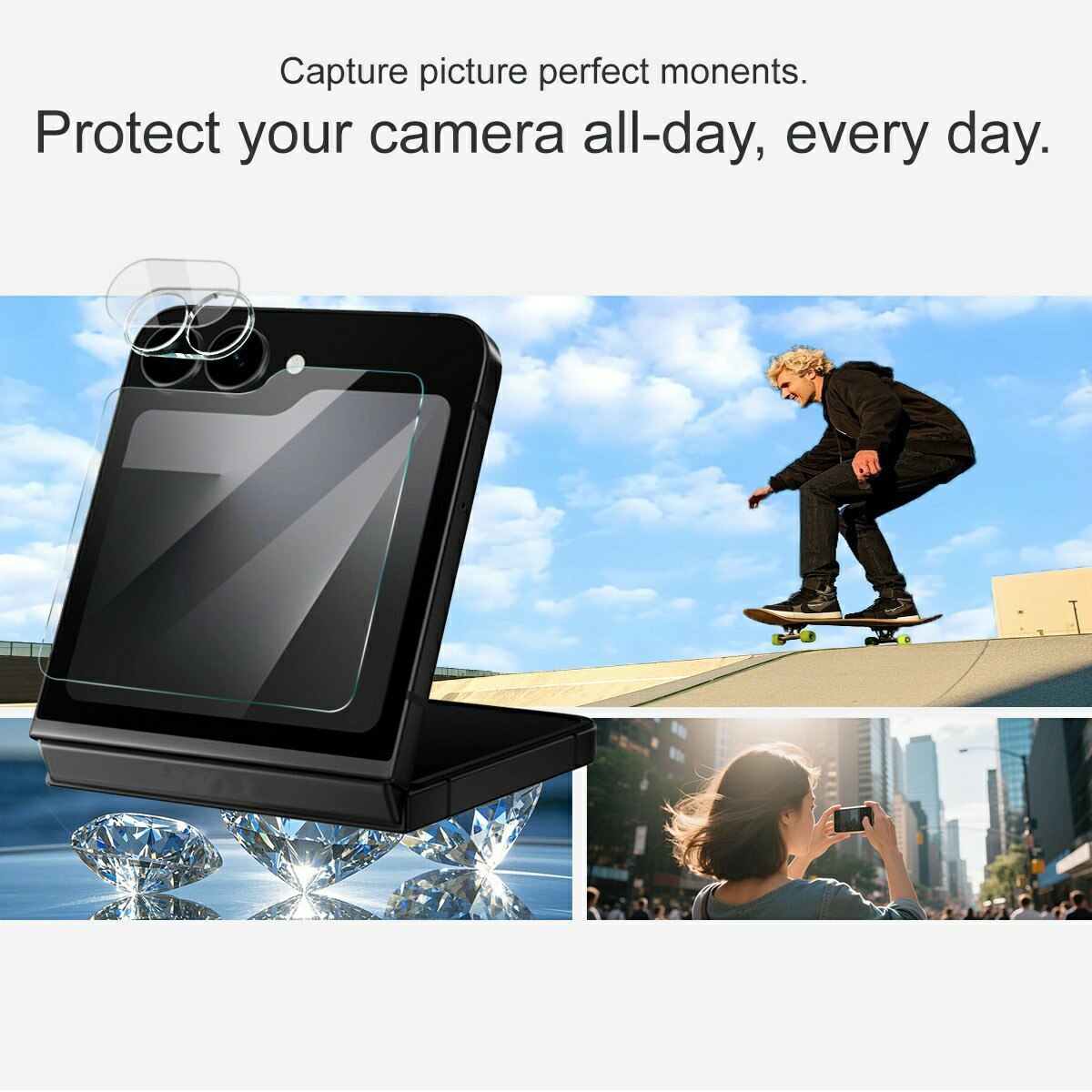 Prottegischermo esterno e Prottegilente Vetro Temperato Samsung Galaxy Z Flip 7 FE Trasparente