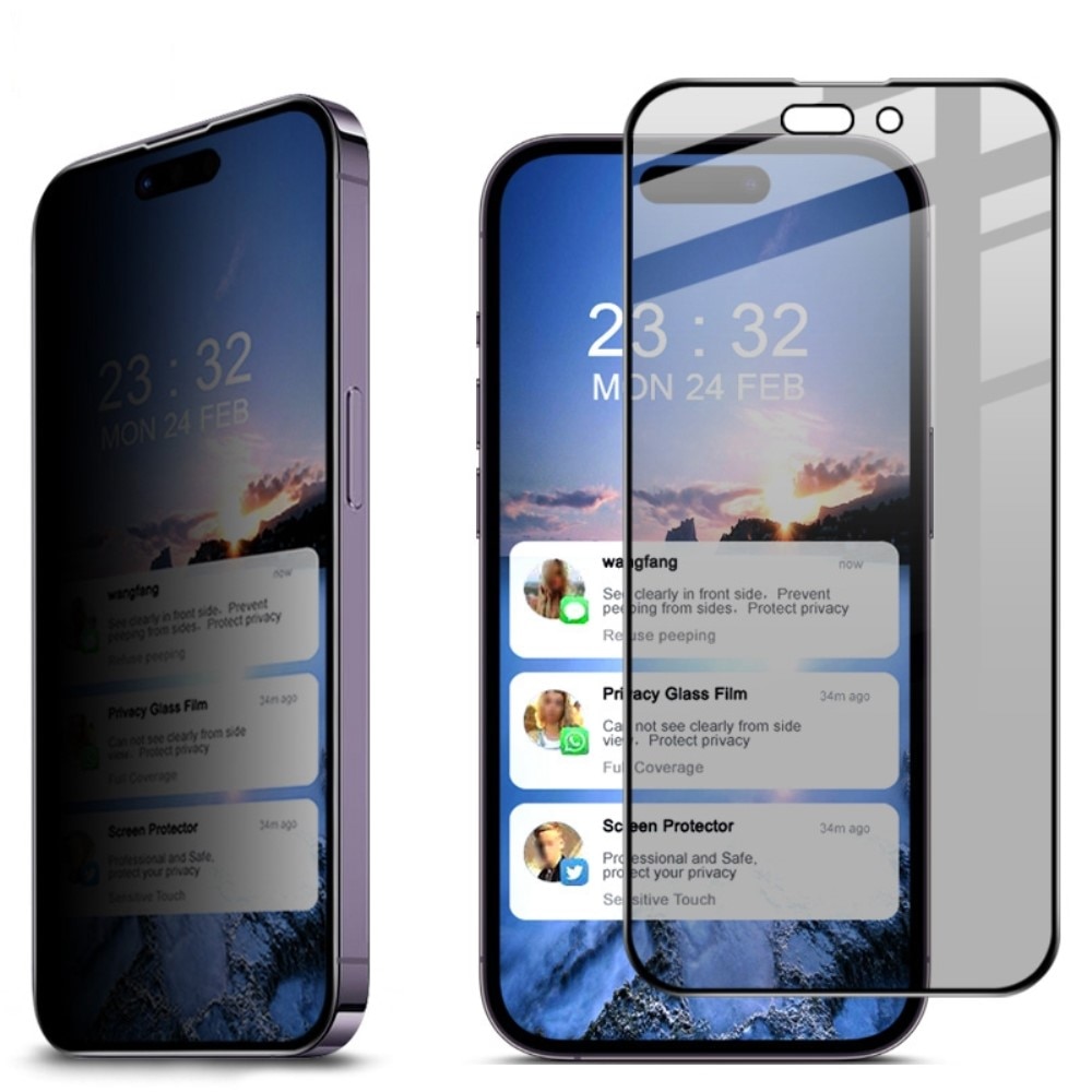 Proteggischermo effetto privacy per schermo intero iPhone 14 Pro nero