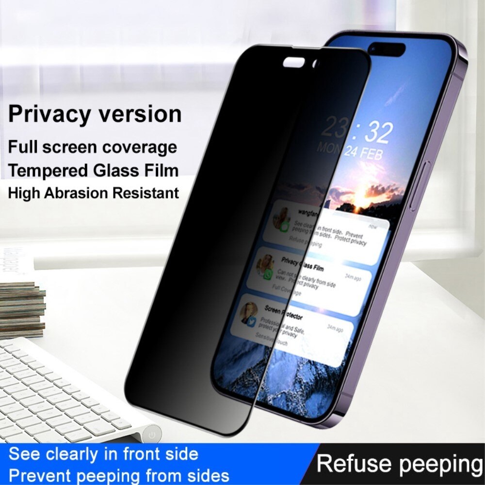 Proteggischermo effetto privacy per schermo intero iPhone 14 Pro nero