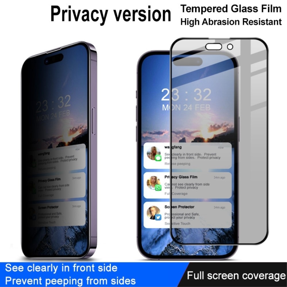 Proteggischermo effetto privacy per schermo intero iPhone 14 Pro nero