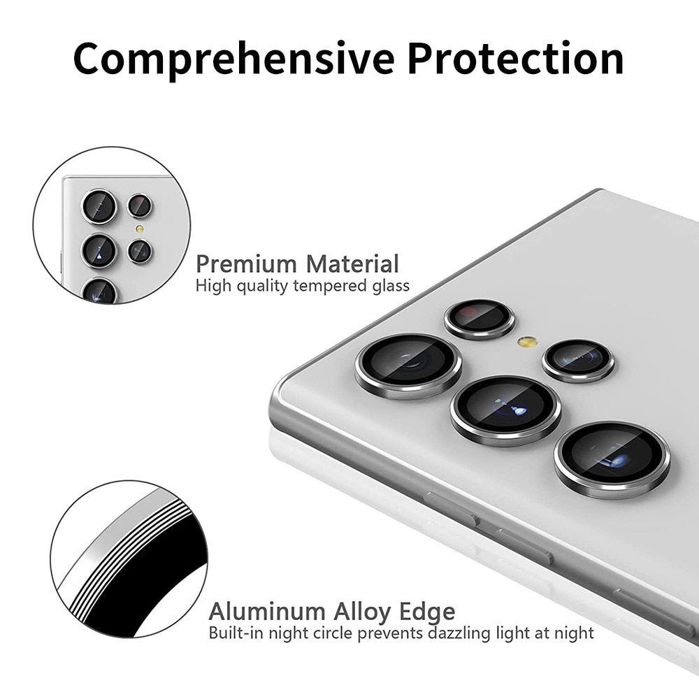 Proteggilente in vetro temperato alluminio Samsung Galaxy S23 Ultra d'argento